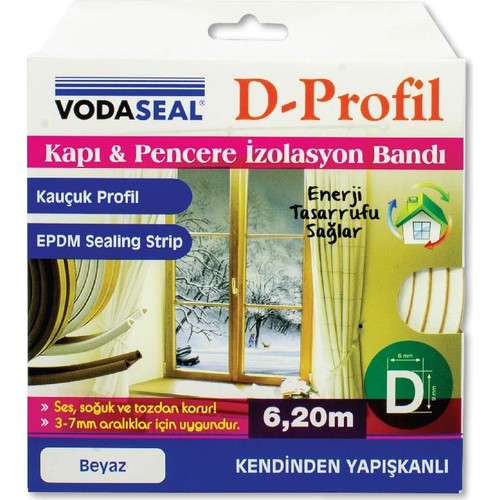 VODASEAL KAPI VE PENCERE IZOLASYON BANDI - D PROFIL - BEYAZ