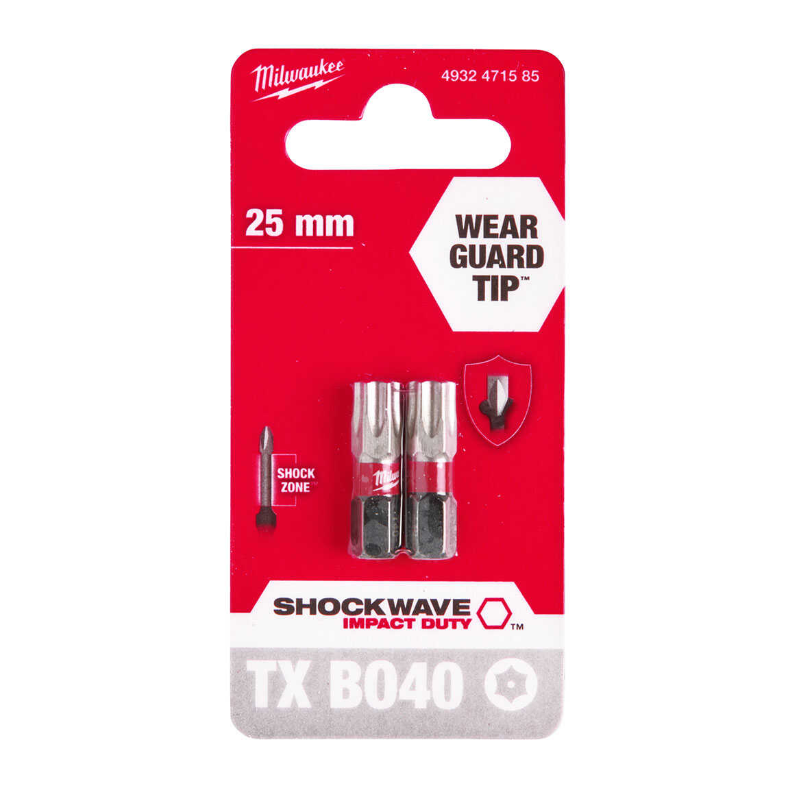 MILWAUKEE BITS UÇ HEX2.5 25mm 2LI PKT SHOCKWAVE