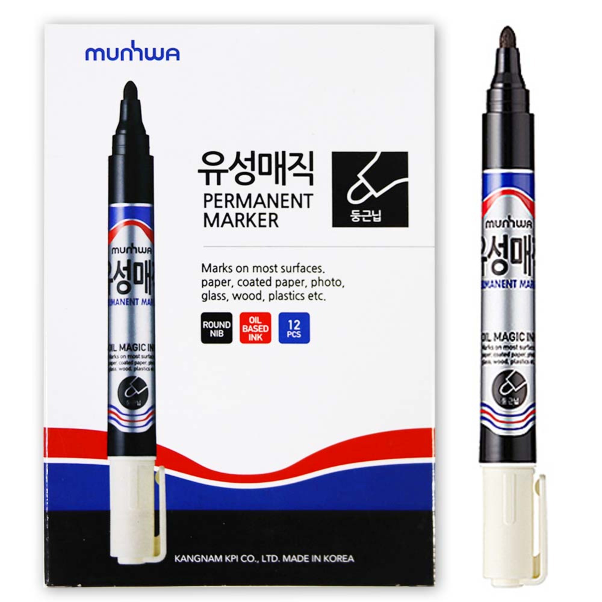 MUNHWA MARKER YUVARLAK UÇLU KOLI KALEMI SIYAH