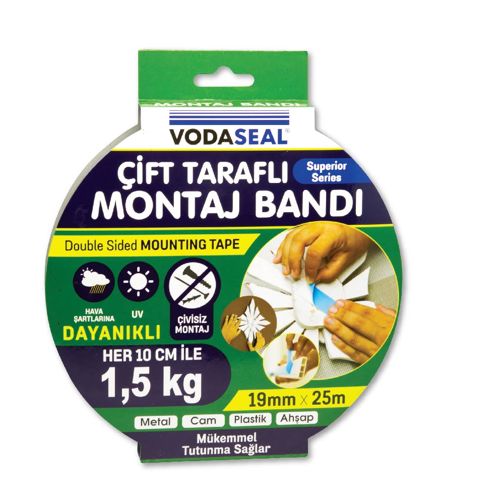 VODASEAL ÇIFT TARAFLI KÖPÜK MONTAJ BANDI 19 MM X 25 MT - BEYAZ