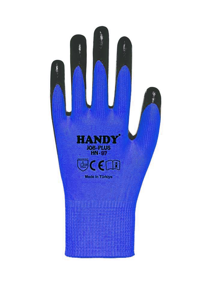 HANDY HN-97 ZEBRA NITRIL ELDIVEN MAVI  SIYAH NO:10