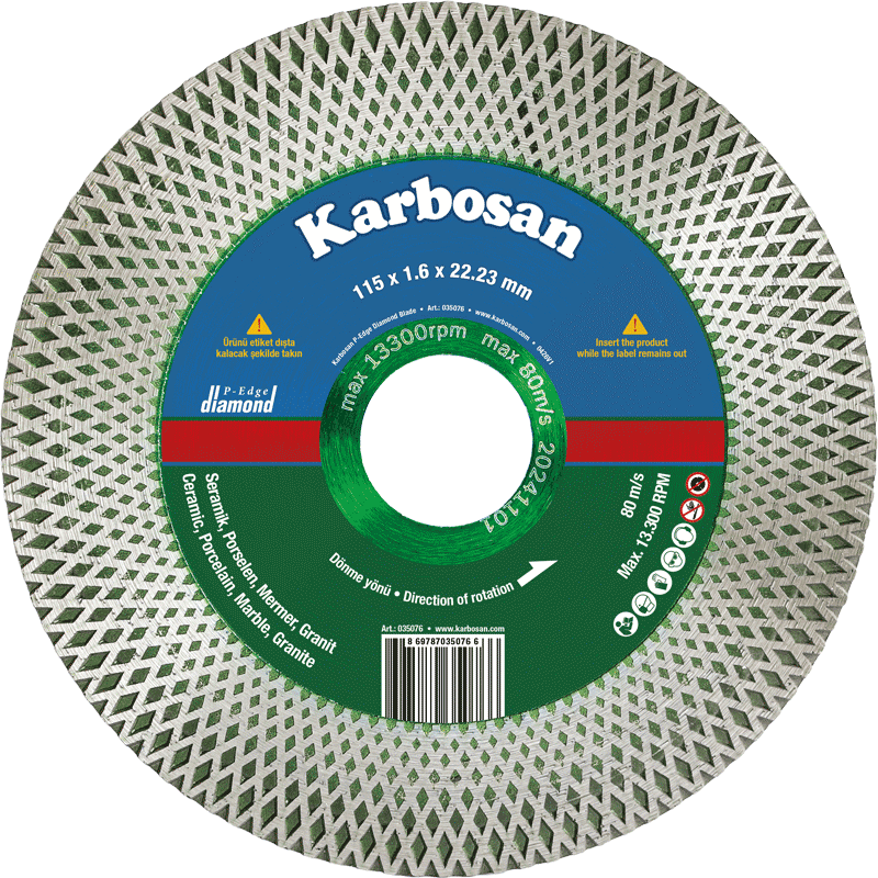 KARBOSAN P-EDGE ELMAS KESICI HASSAS KESIM 115x1,6x22,23 MM