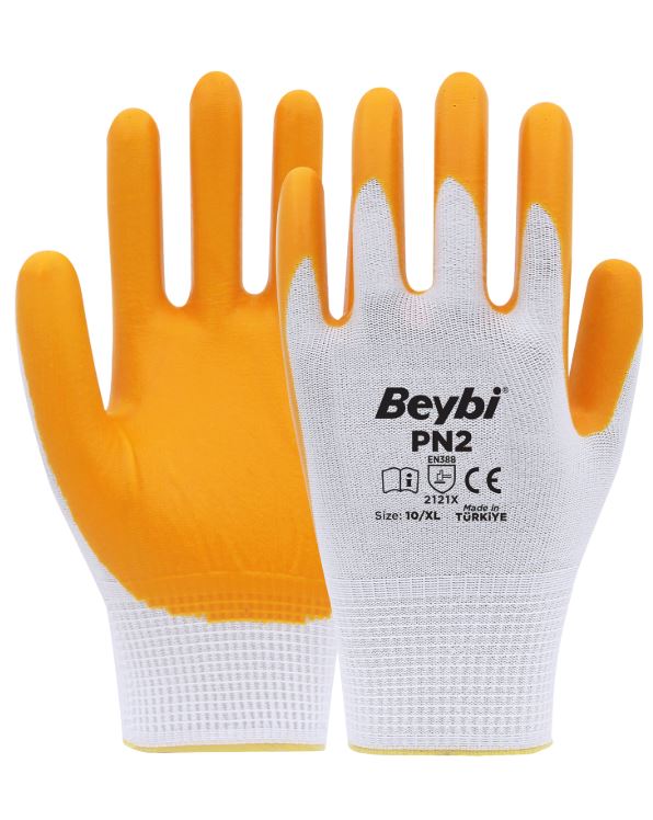 BEYBI PN2 NITRIL ELDIVEN BEYAZ SARI NO:10