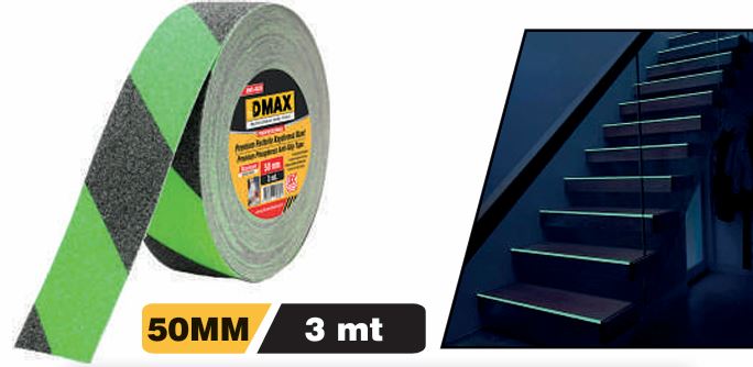 DMAX DMX4628 MERDIVEN KAYDIRMAZ BANT FOSFORLU 50 MM* 3 MT