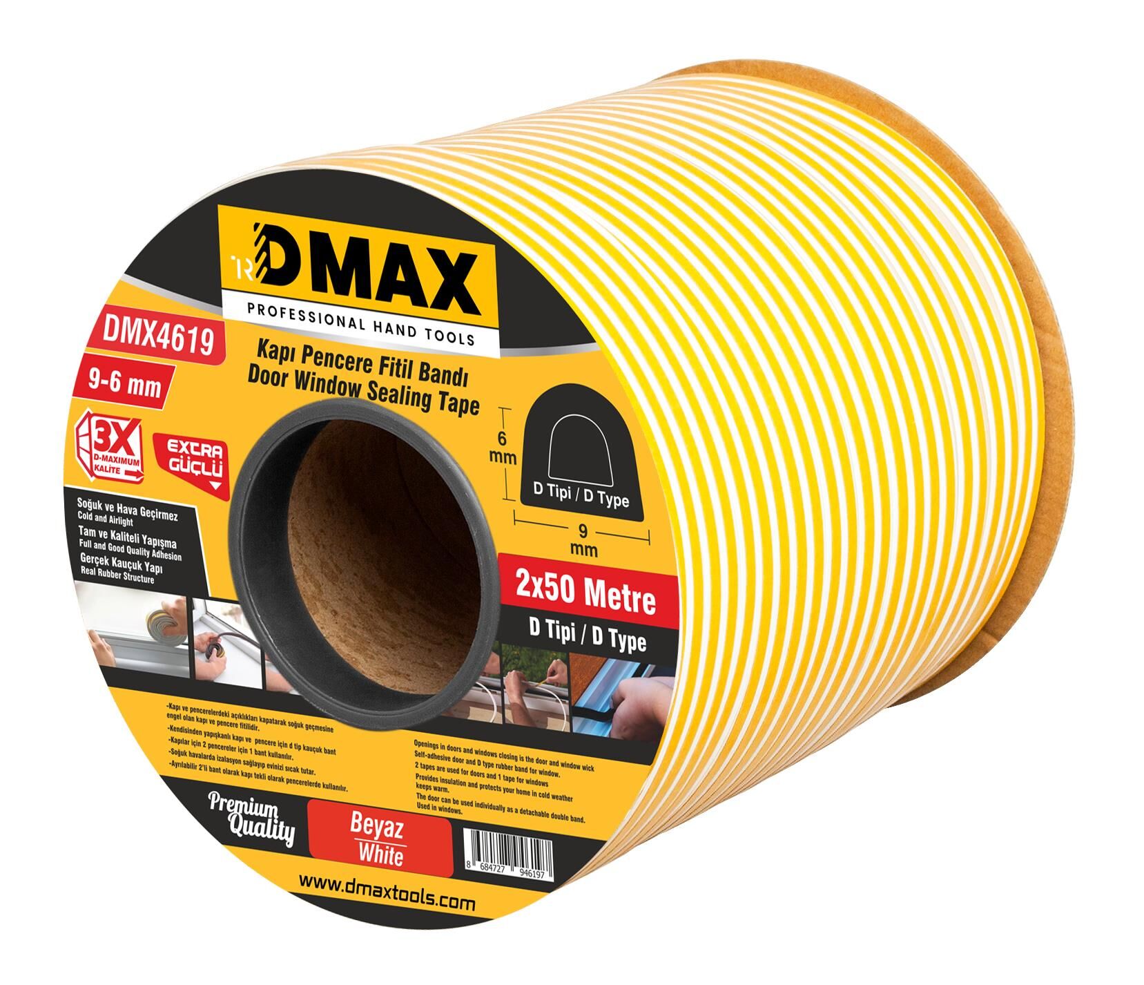 DMAX DMX4619 KAPI VE PENCERE FITILI BANDI BEYAZ 2*50 MT