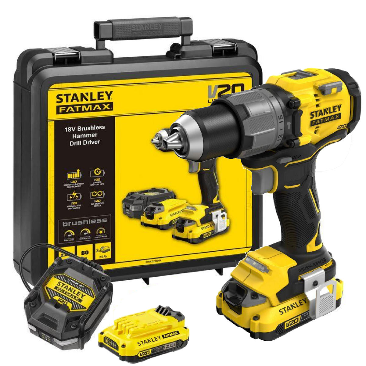 STANLEY SFMCD726D2K KÖMÜRSÜZ DARBELI MATKAP+KB V20 18V