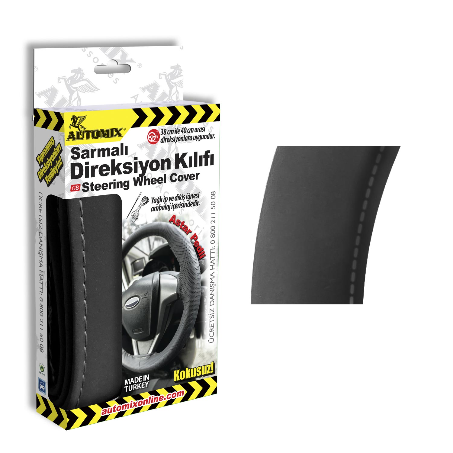 AUTOMIX SARMALI DIREKSIYON KILIFI ALCANTARA SIYAH