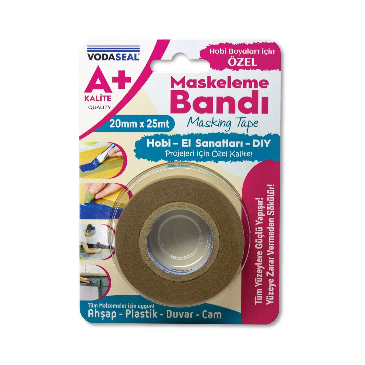 VODASEAL MB2025 MASKELEME BANDI - 20 MM X 25 MT - HOBI ve EL SANATLARI IÇIN ÖZEL - BLISTERLI - DOGAL