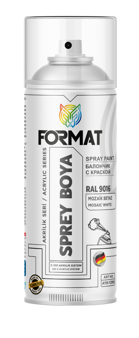 FORMAT RAL 9016 MOZAIK BEYAZ AKRILIK SPREY BOYA 400 ML