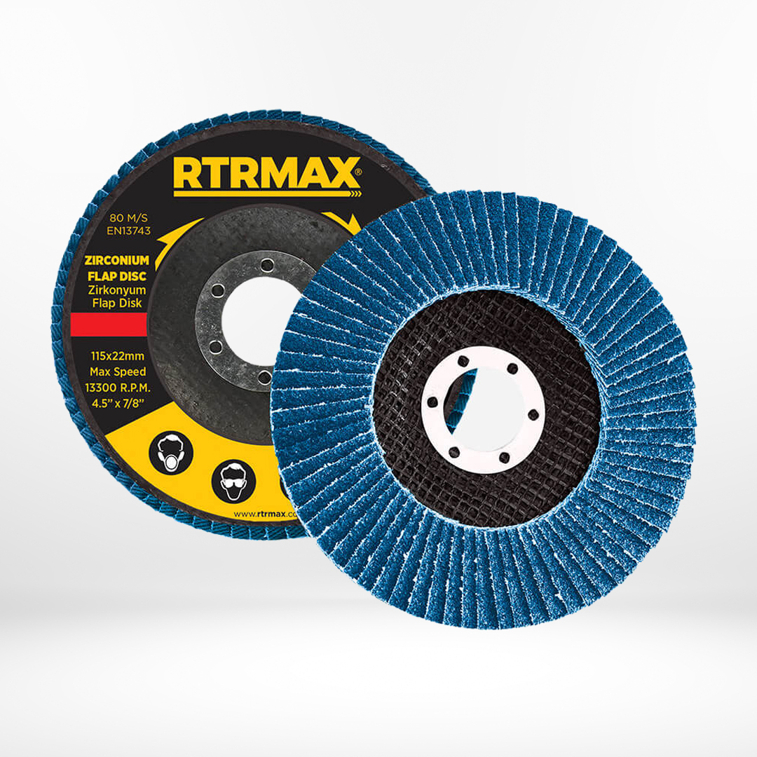 RTRMAX RDZ115100 MAVI PASLANMAZ ZIRKONYUM FLAP DISK 100 KUM 115 mm