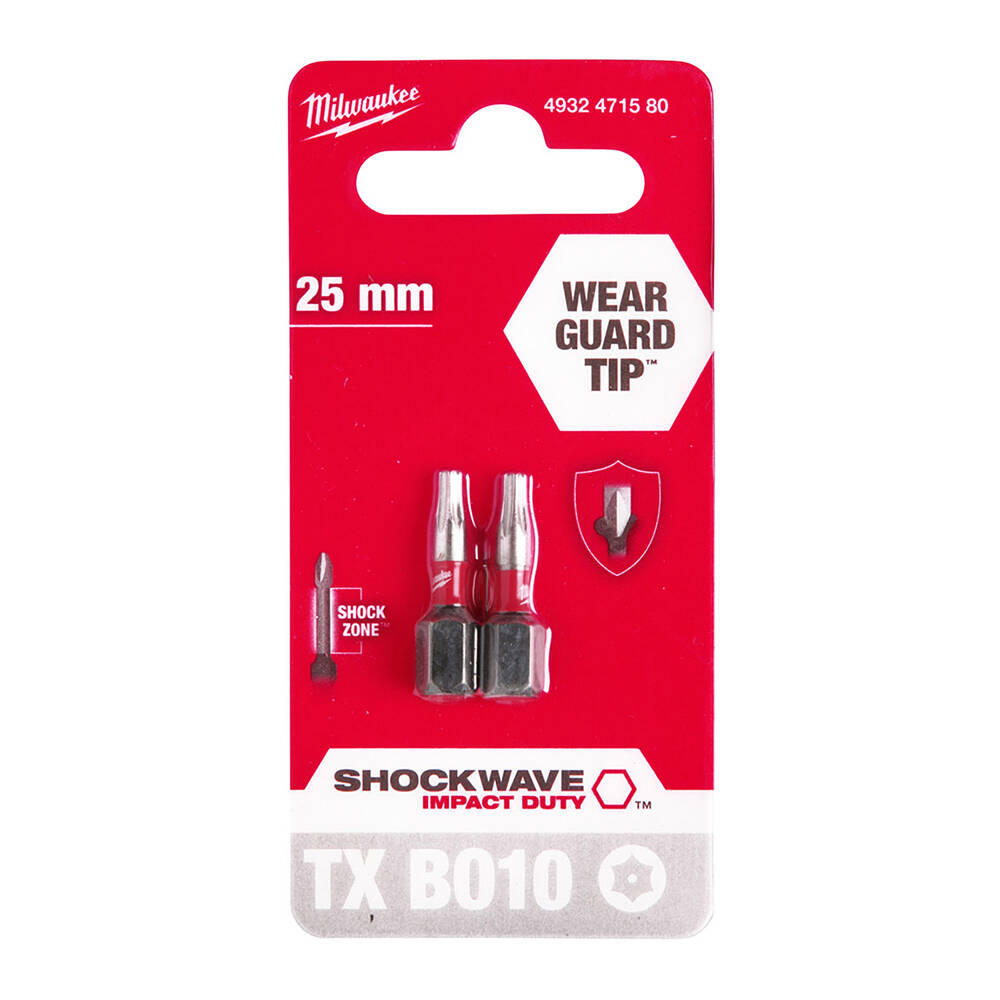 MILWAUKEE BITS UÇ TX BO10 25mm 2LI PKT SHOCKWAVE