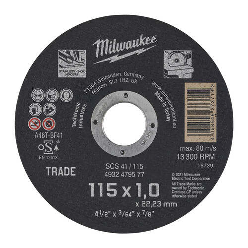 MILWAUKEE TAS METAL INOX KESME TASI SCS41 125x1.0mm