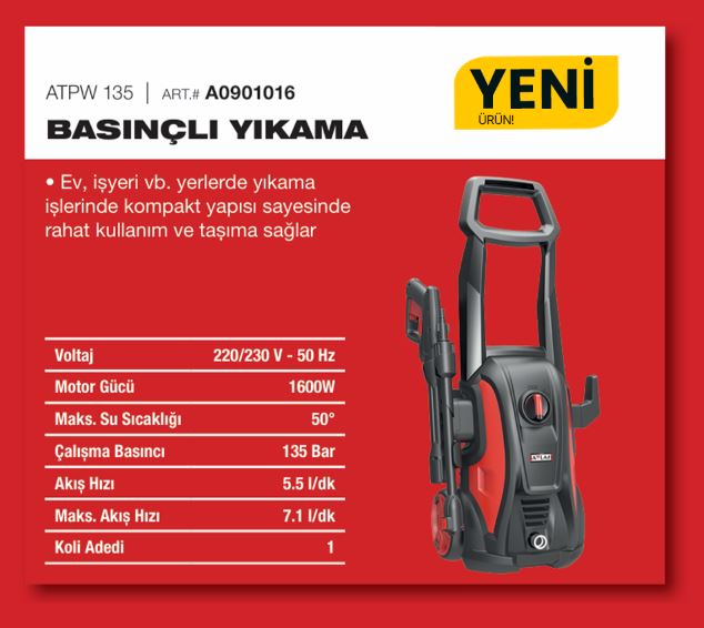 ATTLAS ATPW 135 BASINÇLI YIKAMA 1600W