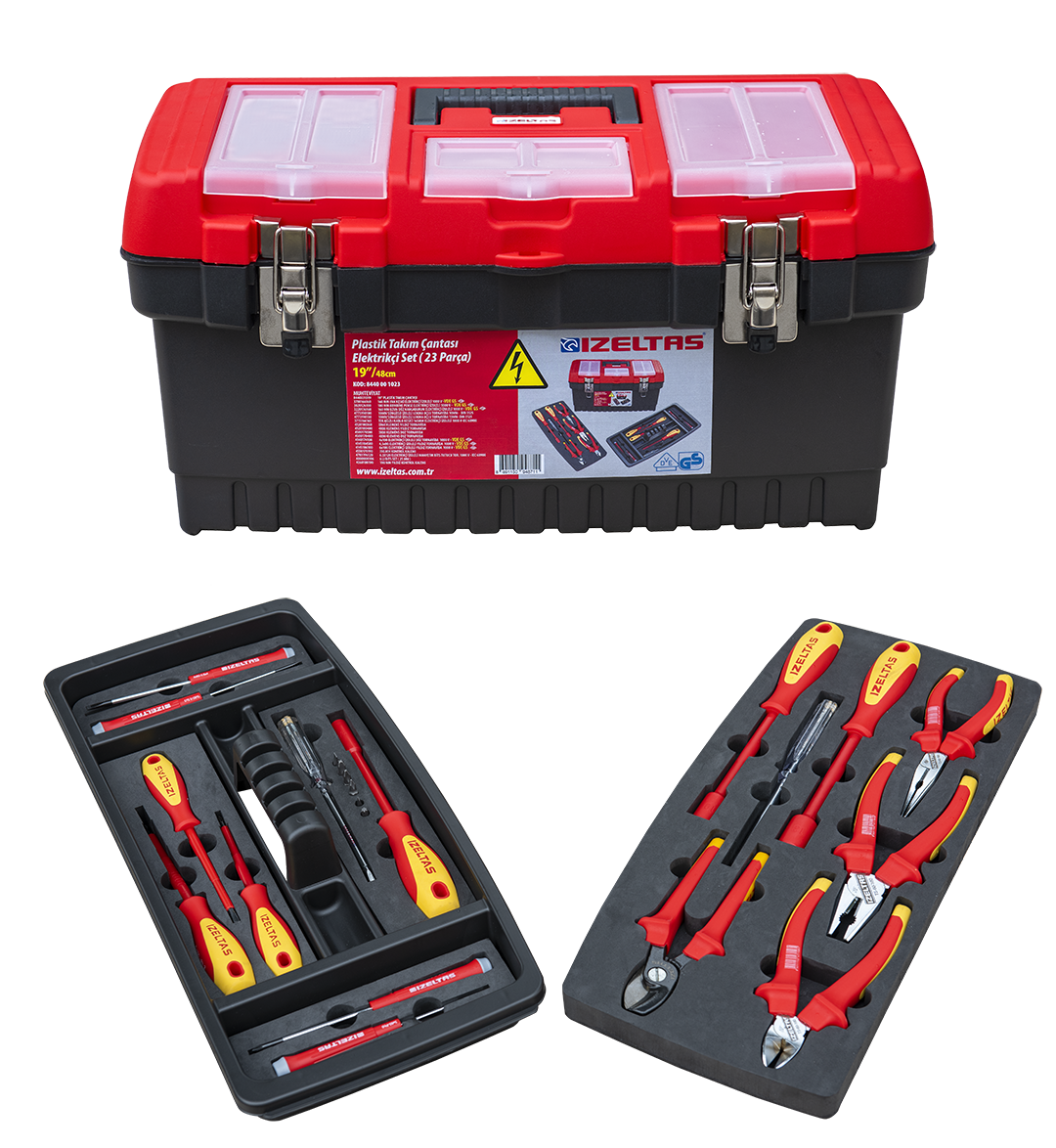 IZELTAS 19 PLASTIK TAKIM ÇANTASI ELEKTRIKÇI SET DOLU (23 PARÇA)
