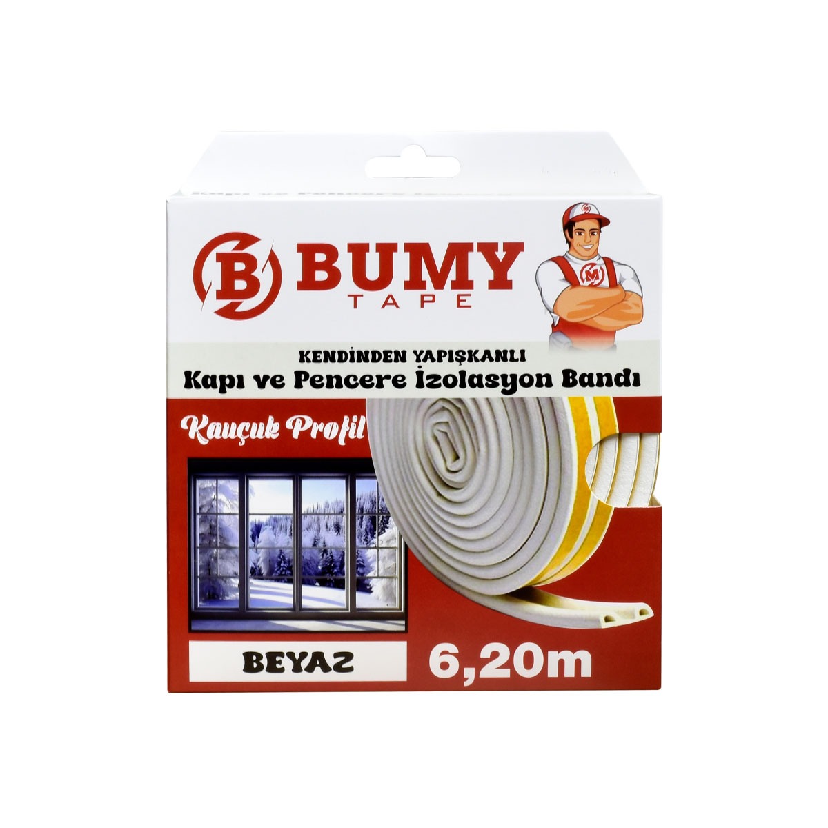 BUMY MFX9639 KAPI VE PENCERE BANDI D-PROFIL 6,20 M BEYAZ