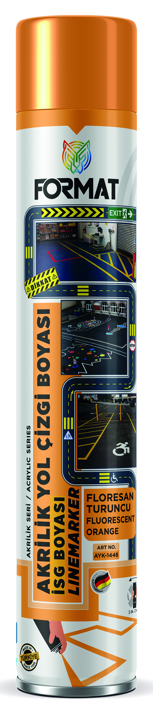 FORMAT YOL ÇIZGI IS GÜVENLIK BOYASI AKRILIK FLORESAN TURUNCU 750 ML