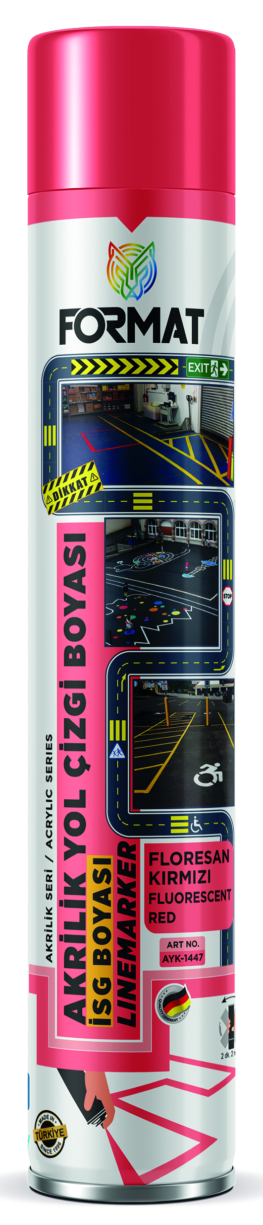 FORMAT YOL ÇIZGI IS GÜVENLIK BOYASI AKRILIK FLORESAN KIRMIZI 750 ML