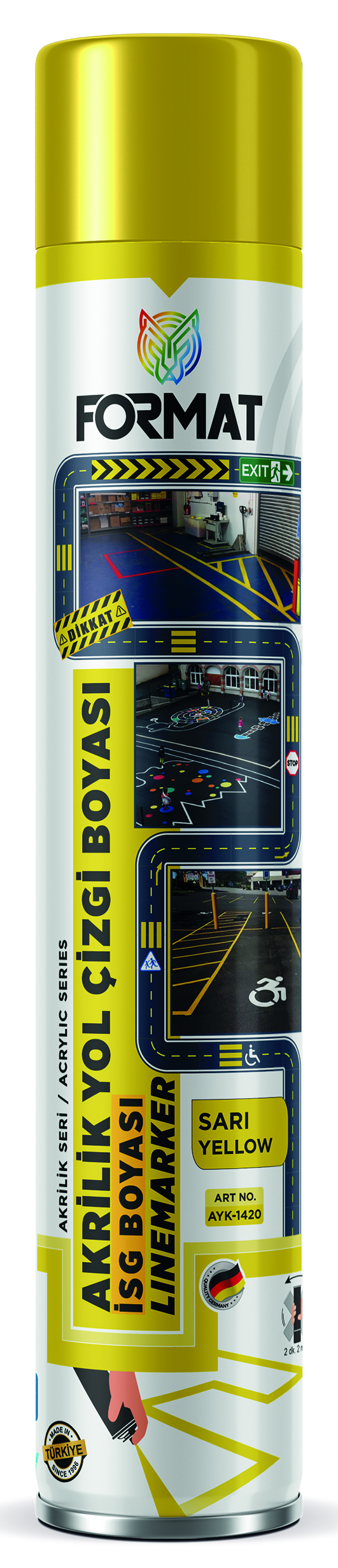 FORMAT YOL ÇIZGI IS GÜVENLIK BOYASI AKRILIK SARI 750 ML