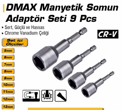 DMX4070 MANYETIK SOMUN ADAPTÖRÜ 9 PARÇA