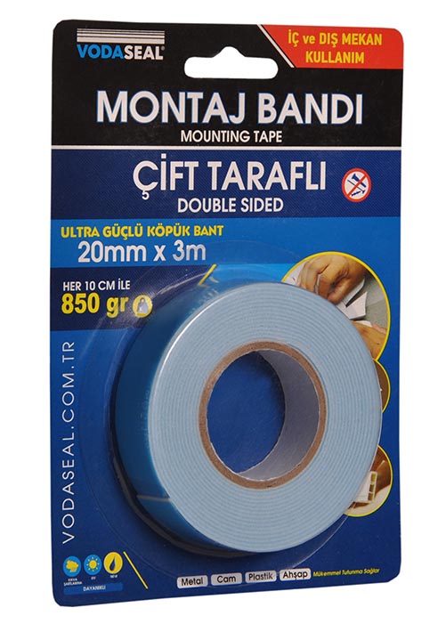 VODASEAL ÇIFT TARAFLI KÖPÜK MONTAJ BANDI 20 MM X 3 MT - BEYAZ