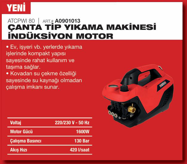 ATTLAS ATCPWI 1600 ÇANTA TIPI YIKAMA MAKINESI INDÜKSIYON MOTOR 1600 W