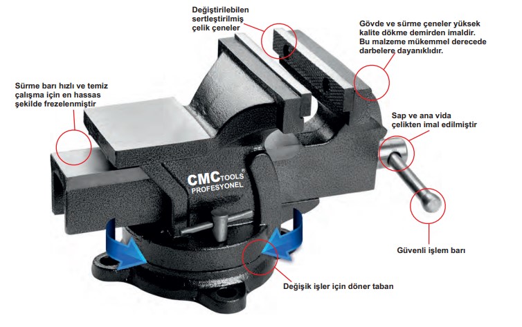 CMC 100mm DÖNERLI TEZGAH MENGENE