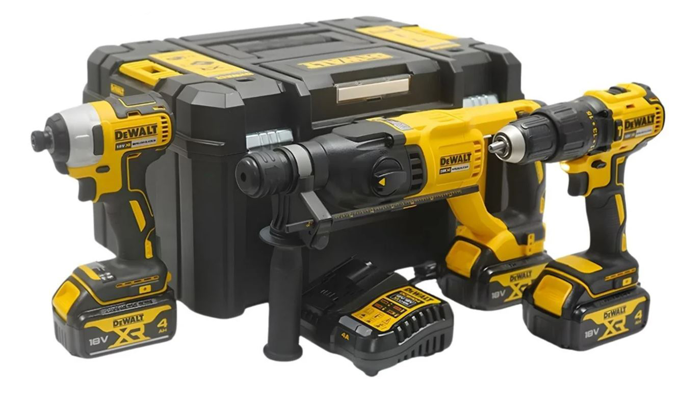 DEWALT DCK369M3T-QW KÖMÜRSÜZ 18V 3x4 Ah. AKÜ 3LÜ MAKINE SETI