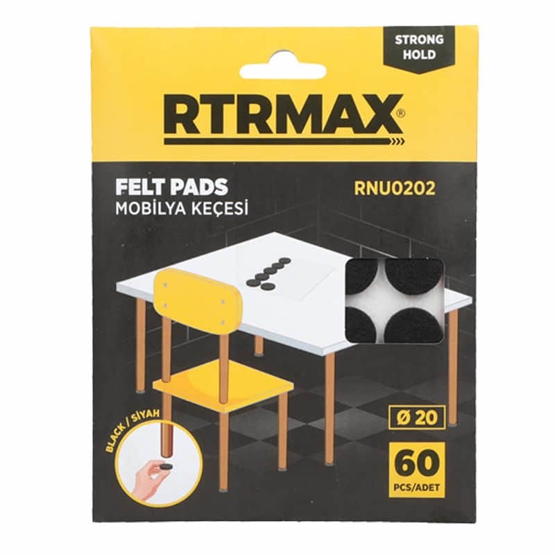 RTRMAX RNU0202 MOBILYA ALTI KEÇESI SIYAH 20 MM