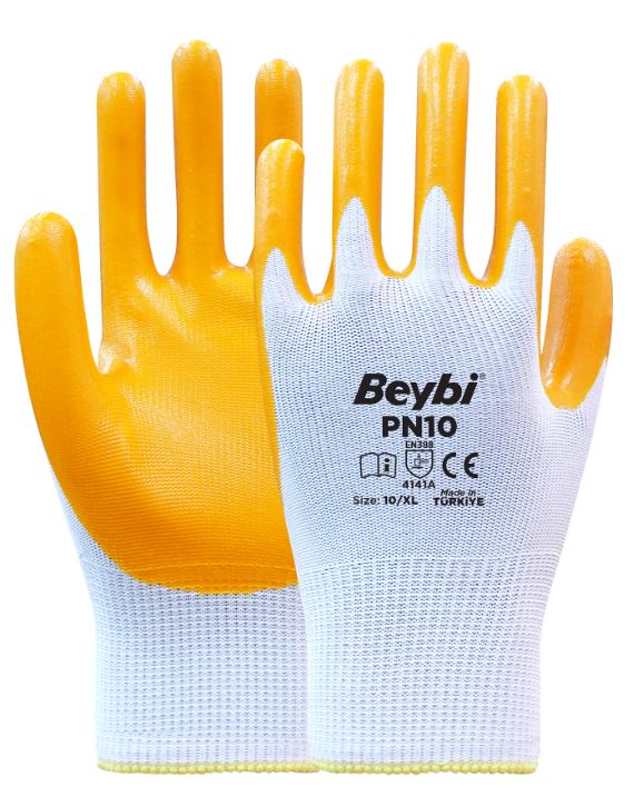 BEYBI PN10 NITRIL ELDIVEN BEYAZ SARI NO:10