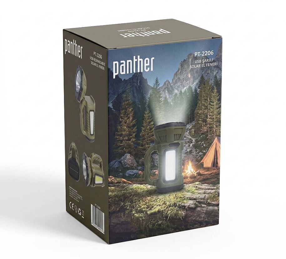 PANTHER PT-2206 USB SARJLI SOLAR EL FENERI