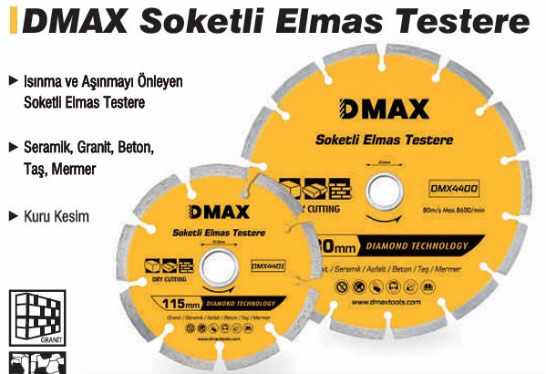 DMAX DMX4400 SOKETLI ELMAS TESTERE 115*22-23 MM