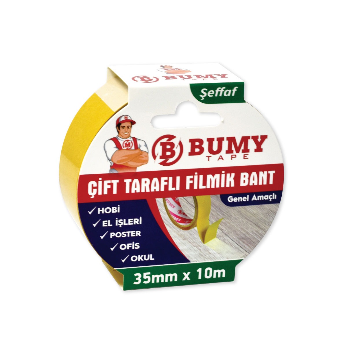 BUMY MFX9592 ÇIFT TARAFLI FILMIK BANT 35MM X10 MT SEFFAF