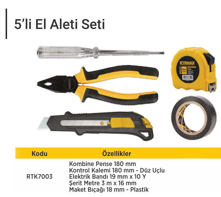 RTRMAX RTK7003 5LI SET (PENSE-METRE-K.KALEM-E.BANT-M.BIÇAGI-COMBO)