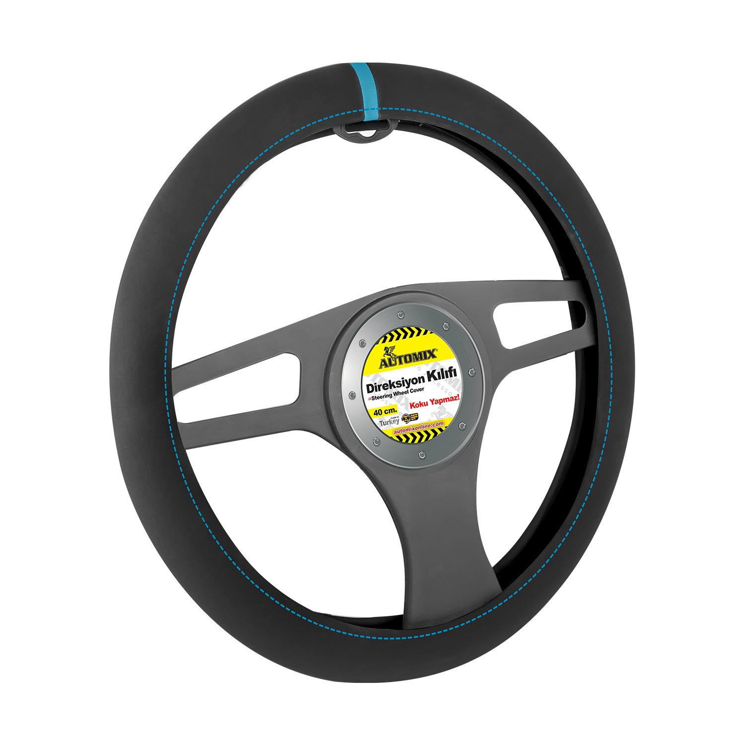 AUTOMIX DIREKSIYON KILIFI ALCANTARA TEK ÇIZGI MAVI