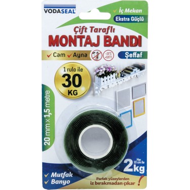 VODASEAL VHB MONTAJ BANDI - 20 MM X 1.5 MT - SEFFAF