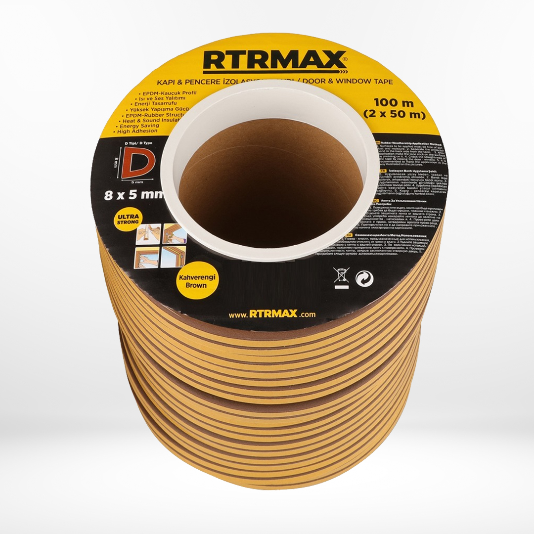 RTRMAX RNP04 KAUÇUK KAPI PENCERE BANDI KAHVE 8*5 MM 2*50 MT