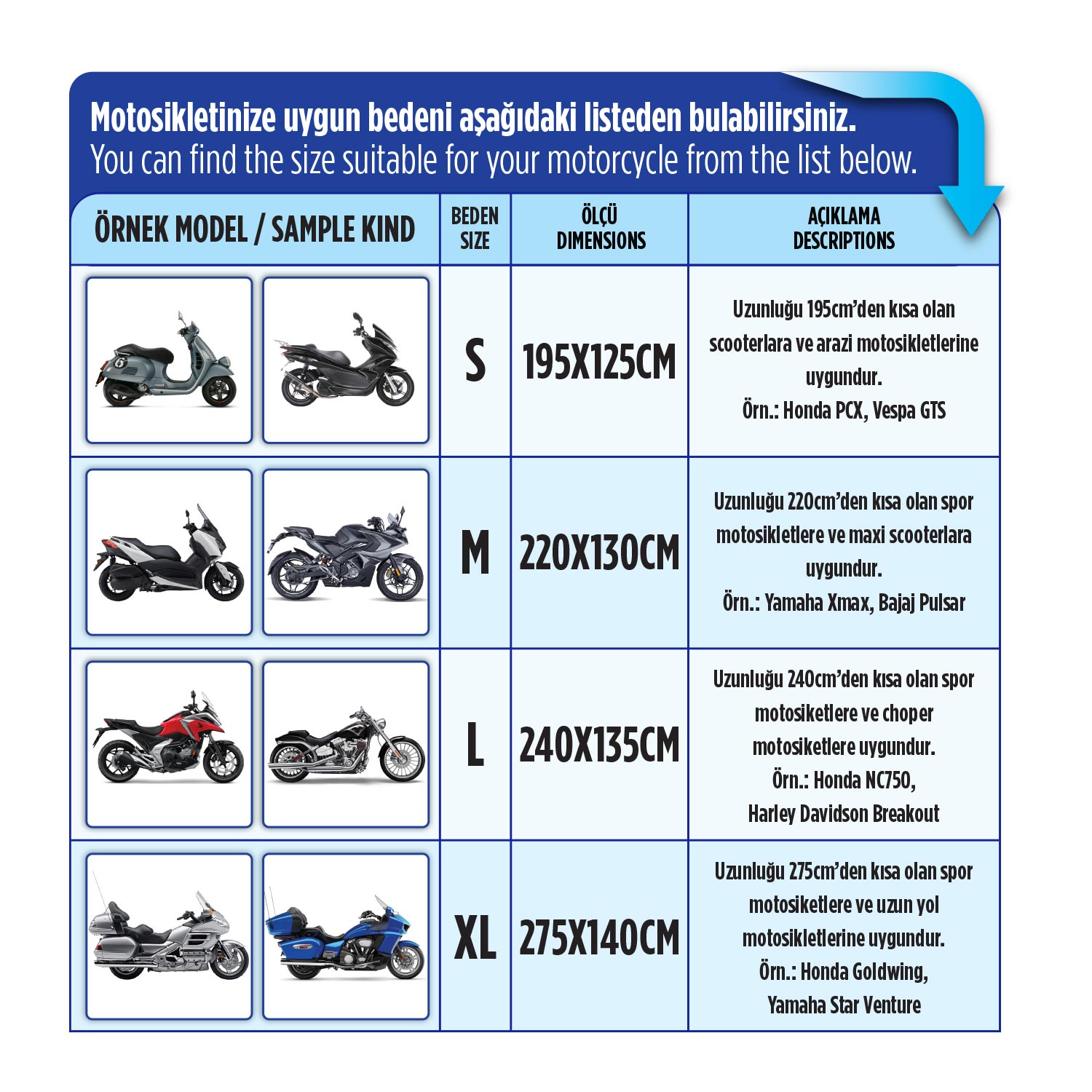 AUTOMIX 4 MEVSIM MOTOSIKLET ÖRTÜSÜ X-LARGE