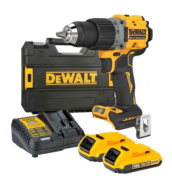 DEWALT DCD800D2T-QW DARBESIZ SARJLI MATKAP 18V 2.0AH LI-ION ÇIFT AKÜLÜ KÖMÜRSÜZ